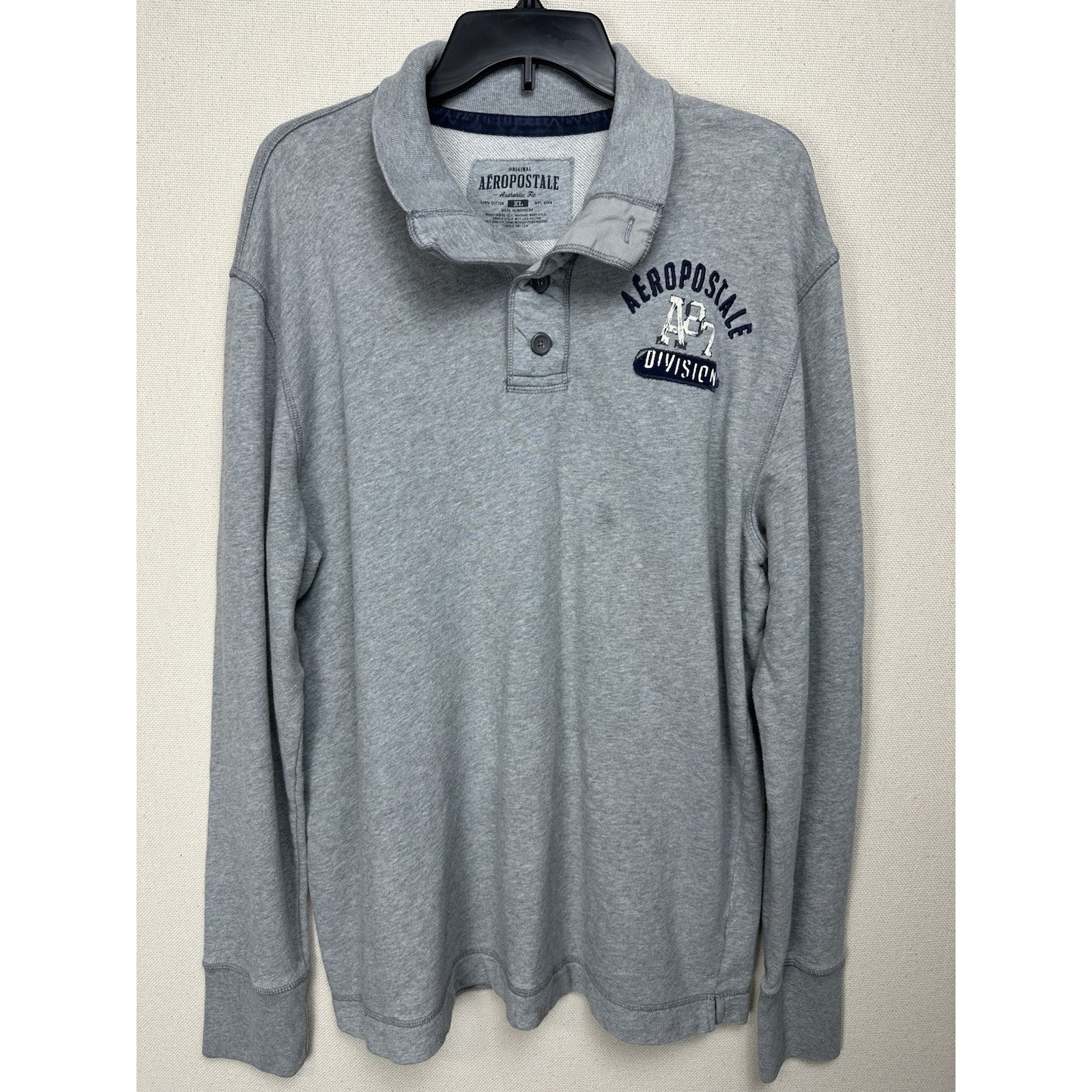 Aeropostale Men’s Sz Xl Fleece Lined Shirt Authentic Fit 100% Cotton Gray